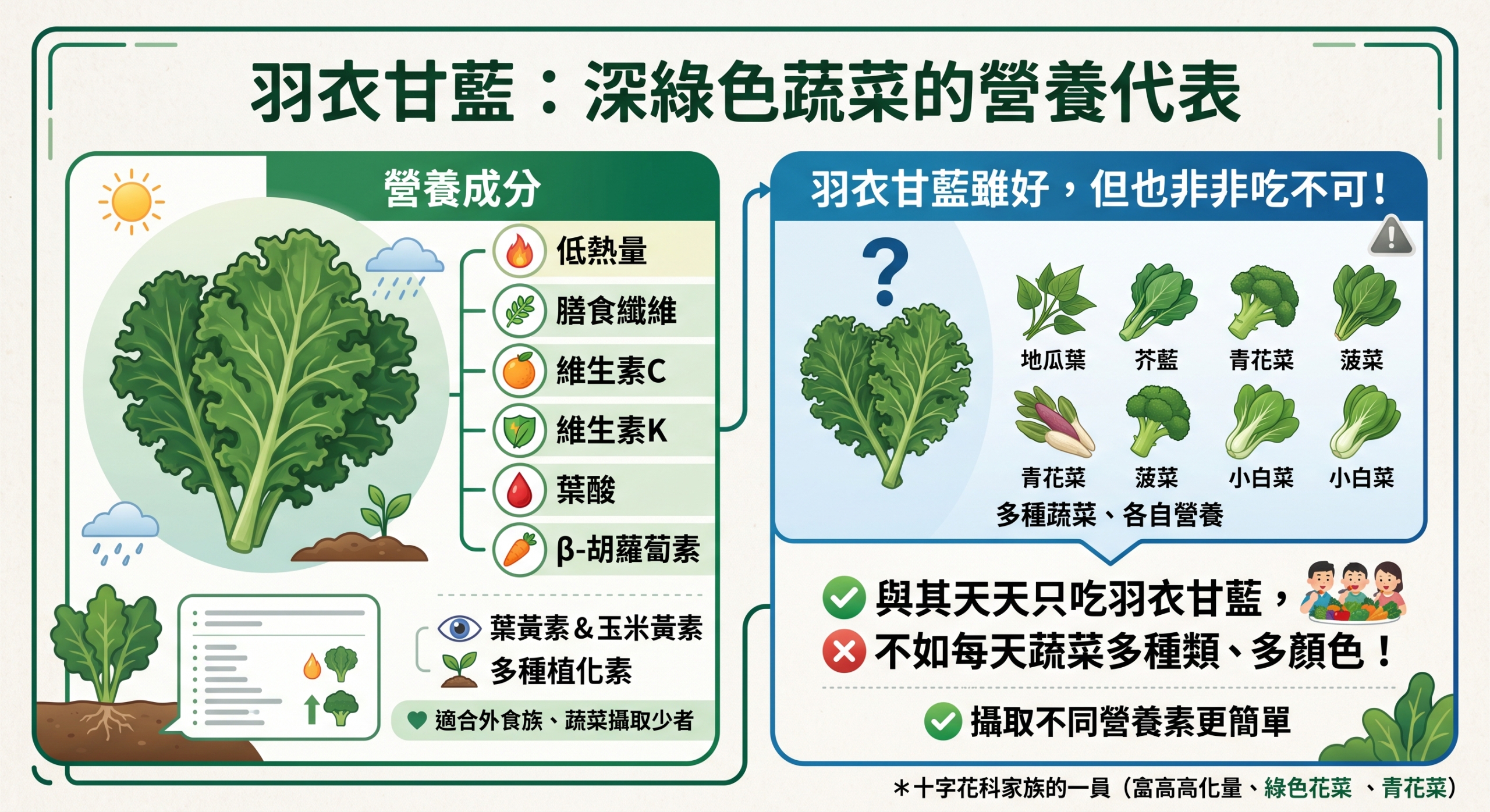 羽衣甘藍：深綠色蔬菜的營養代表